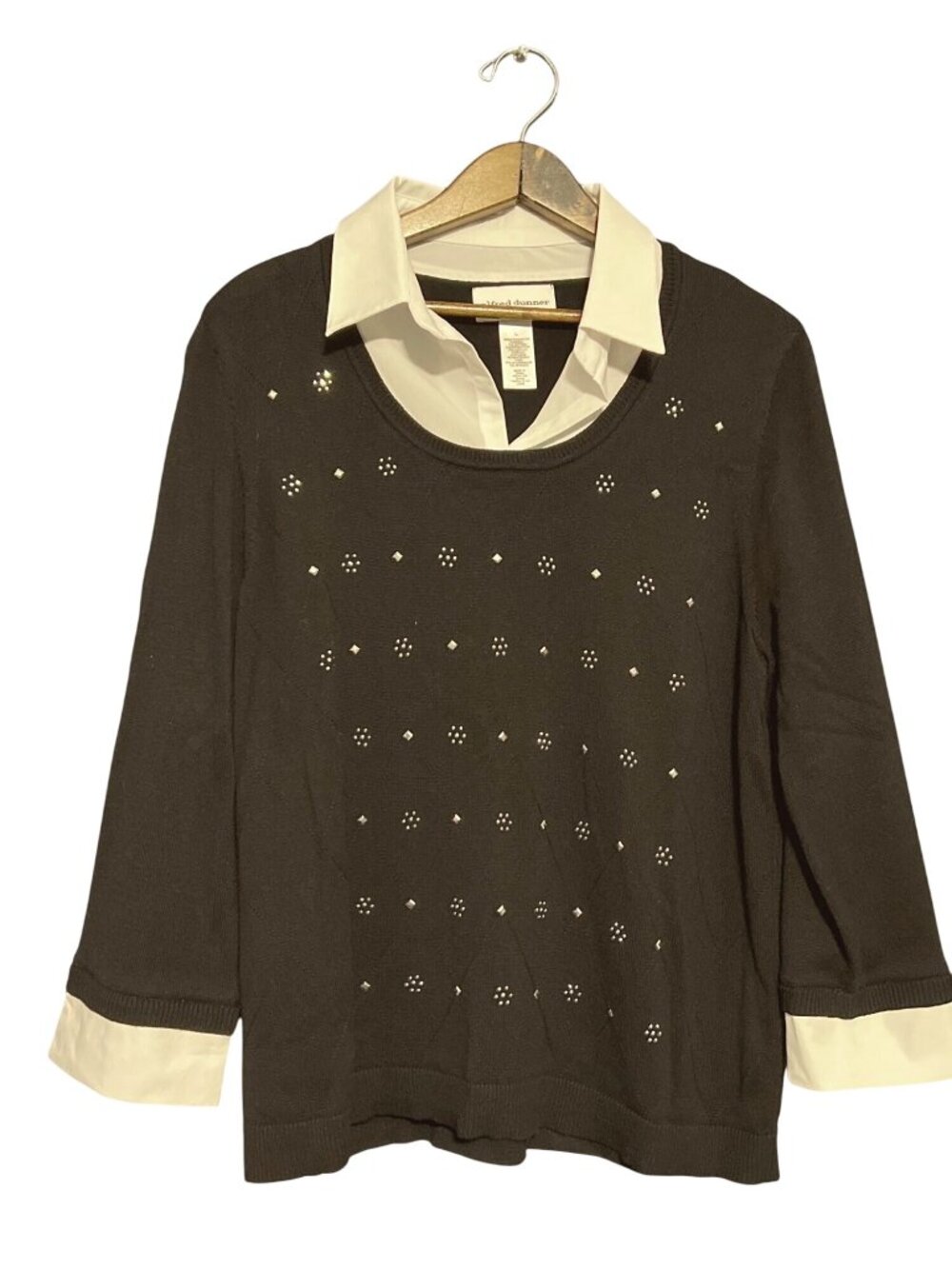 Alfred Dunner Black Sweater With Rhinestones